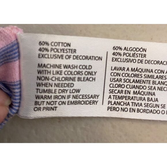 U.S. Polo Assn. Pink & Blue Striped Crew Neck T-Shirt With Pocket Large - Picture 4 of 8